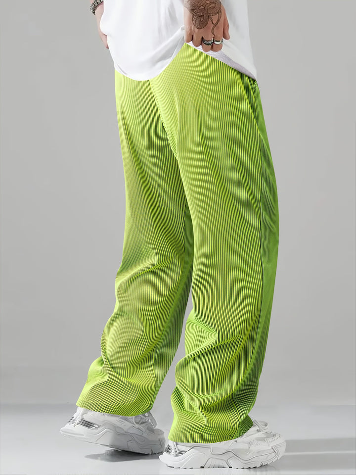 Men's Lightweight Striped Trousers – Straight-Leg Drawstring
