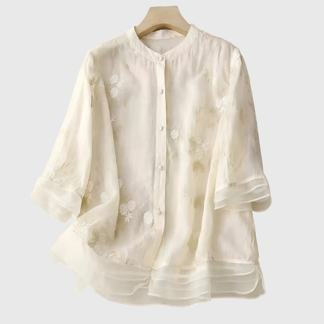 Women's Embroidered Floral Elegant Blouse - Everyday Elegance