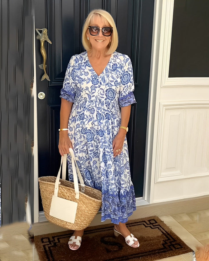 Women's Floral Viscose Maxi Dress - Flattering Everyday Sophistication