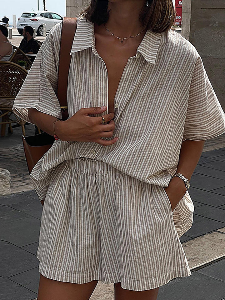 Striped Shirt + Shorts Set