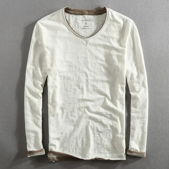 Men's James Layered Long Sleeve V-Neck Tee - Everyday Essential