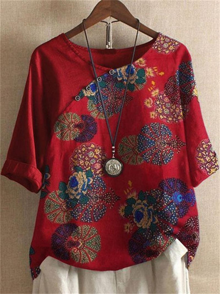 Women's Floral Short Sleeve Button Down Blouse - Everyday Elegance