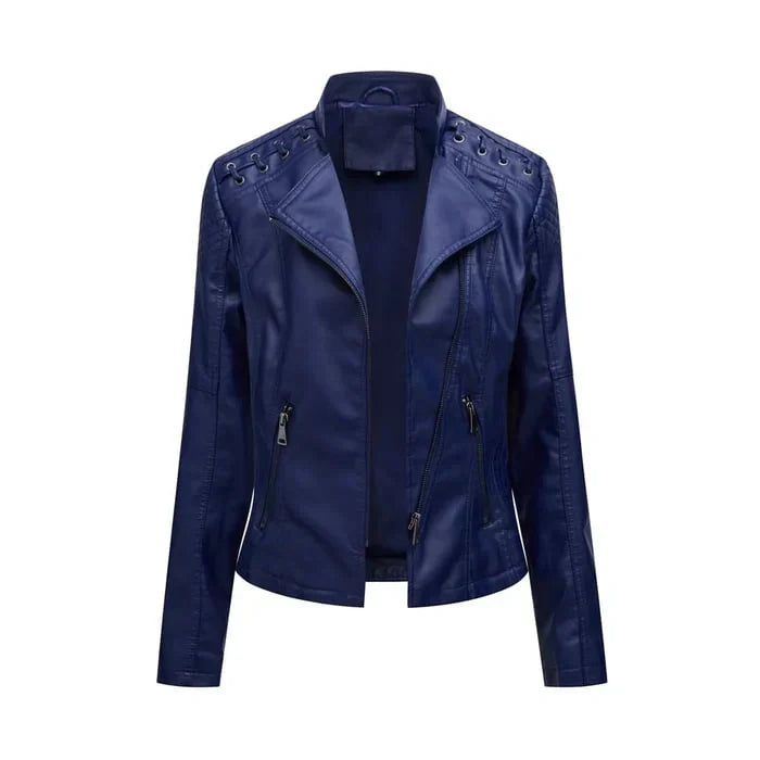 Women's Vegan Leather Moto Jacket - Edgy Everyday Style