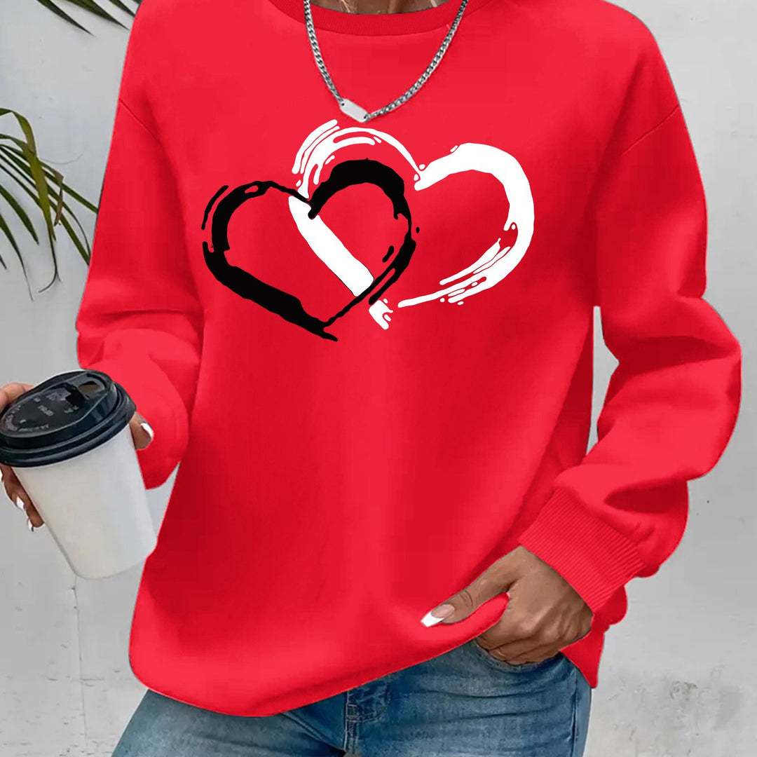 Women's Double Heart Graphic Sweatshirt - Casual & Playful
