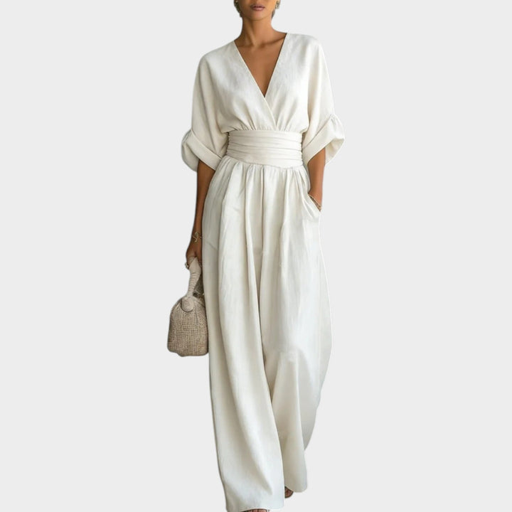 Women's Wide Leg Draped Jumpsuit - Effortless Elegance