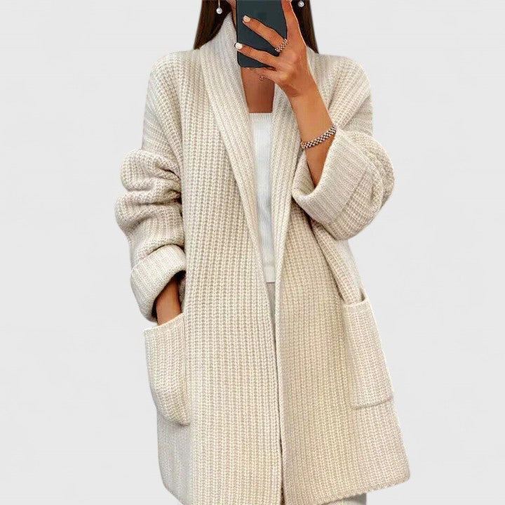 Women's Long Shawl Collar Cardigan - Cozy & Elegant Layering