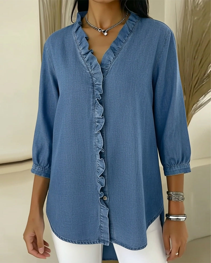 Women's Elegant Ruffle Blouse - Feminine and Sophisticated
