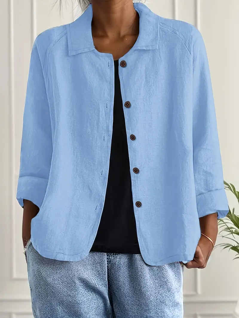 Women's Lightweight Cotton-Linen Shirt-Cardigan - Effortless Style