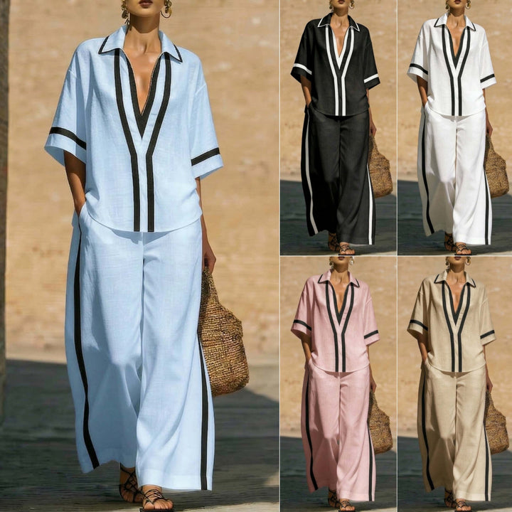 Women's Two Piece Coordinated Set with Contrast Lines