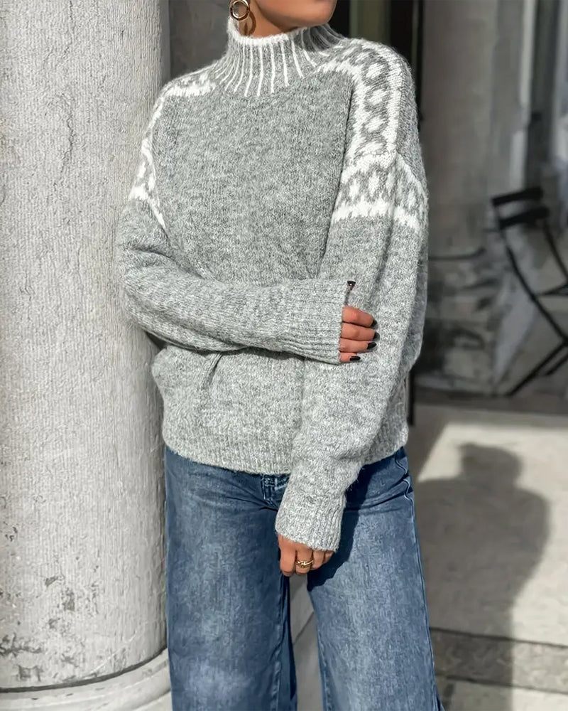 Women's Knit High-Neck Sweater - Cozy Everyday Warmth