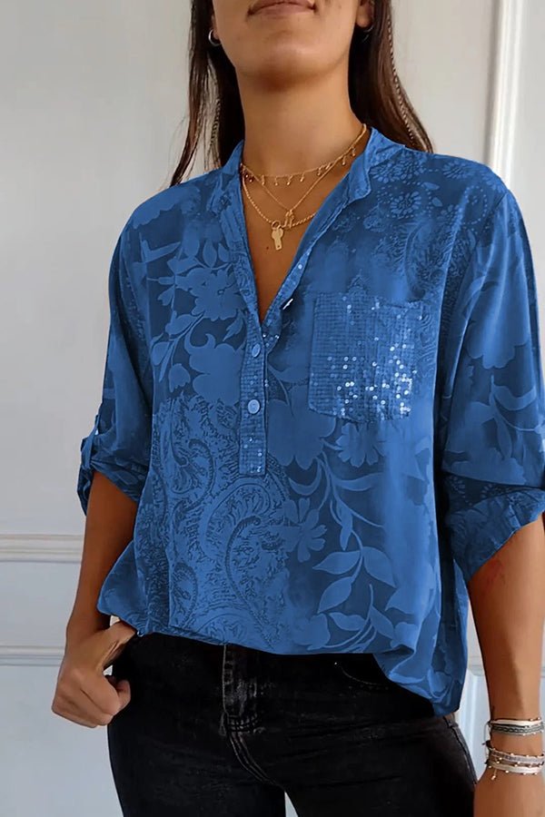 Women's Elegant Sequin Blouse - Effortless Sparkle for Day & Night