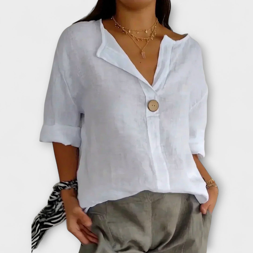 Women's Laidback Chic Button Blouse - Everyday Versatility