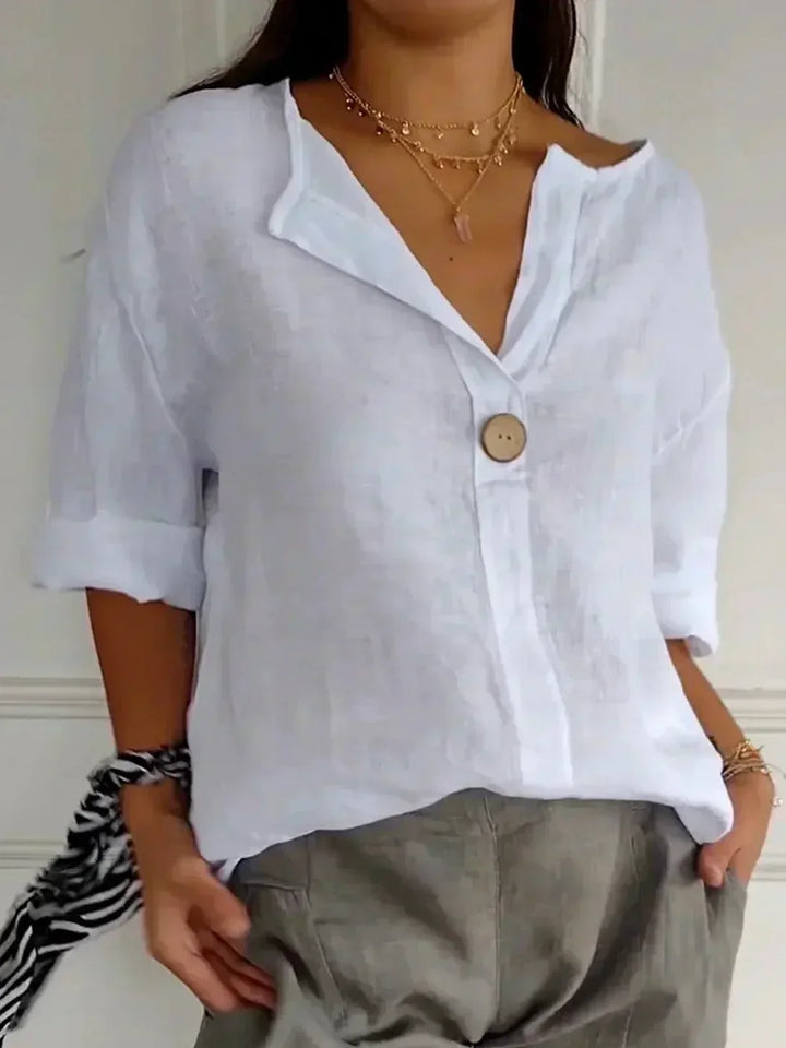 Women's Juniper Relaxed V-Neck Blouse - Effortless Elegance