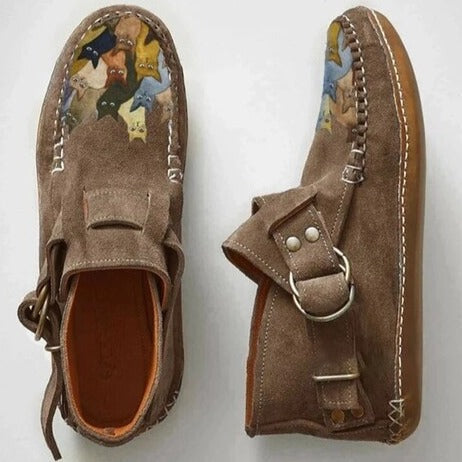Women's Hand-Painted Suede Casual Shoes - Artistic Everyday Comfort