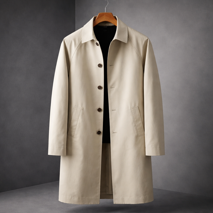 Men's Cotton-Blend Trench Coat – Water-Repellent City Layer