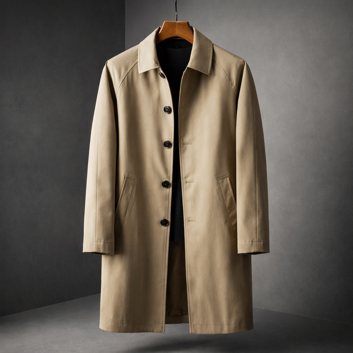 Men's Cotton-Blend Trench Coat – Water-Repellent City Layer