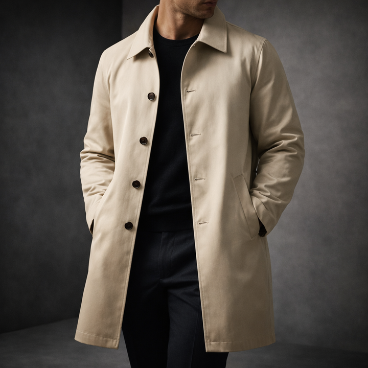 Men's Cotton-Blend Trench Coat – Water-Repellent City Layer