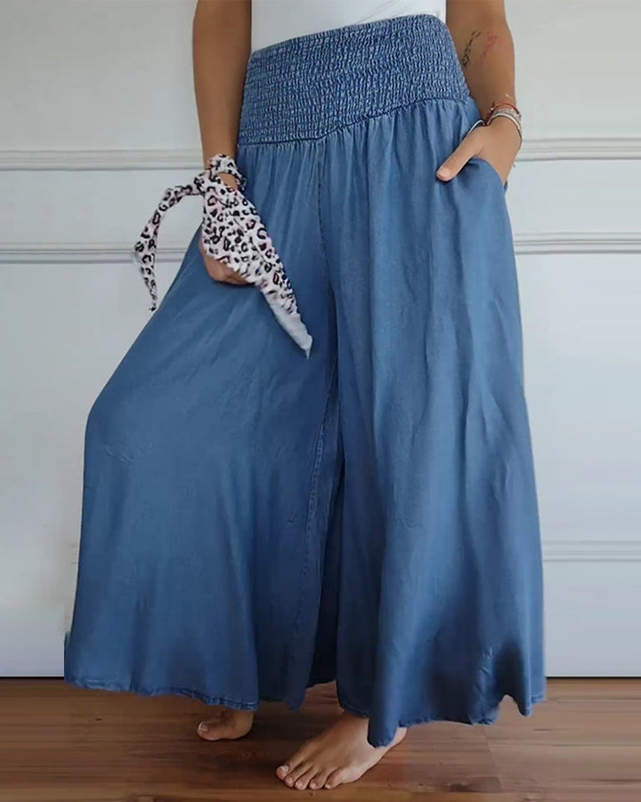 Women's Polyester Wide-Leg Trousers - Comfy & Breezy