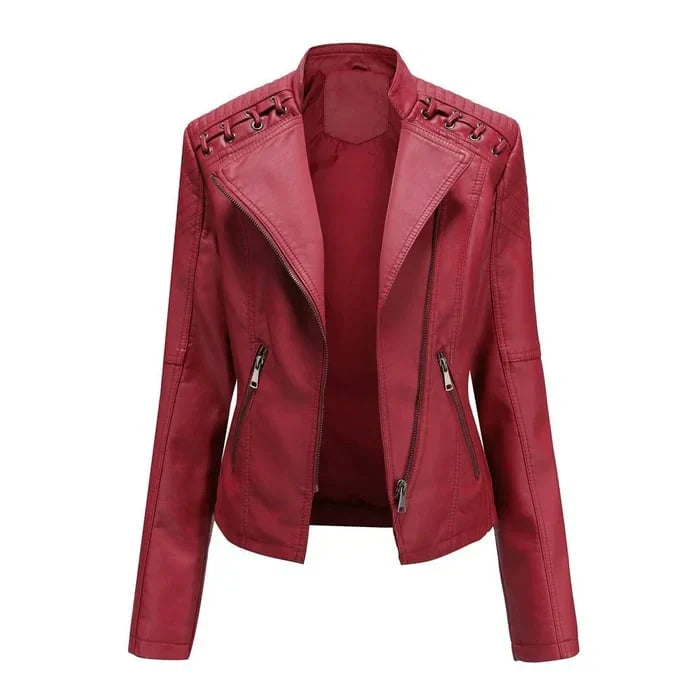 Women's Vegan Leather Moto Jacket - Edgy Everyday Style