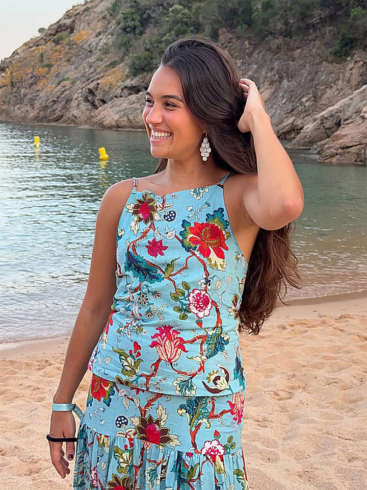 Printed Tank Top + Midi Skirt Set