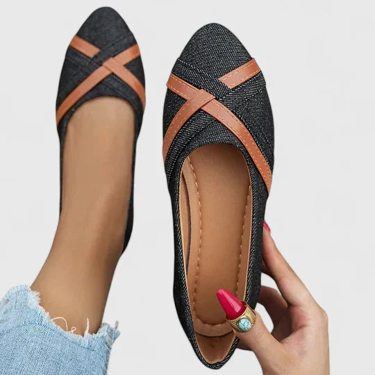 Women's Cross-Strap Denim Flats - Everyday Casual Style