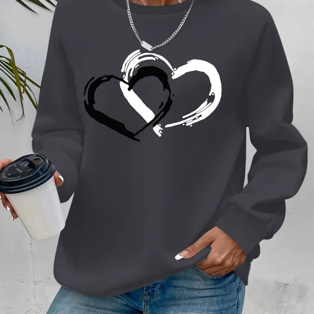 Women's Double Heart Graphic Sweatshirt - Casual & Playful