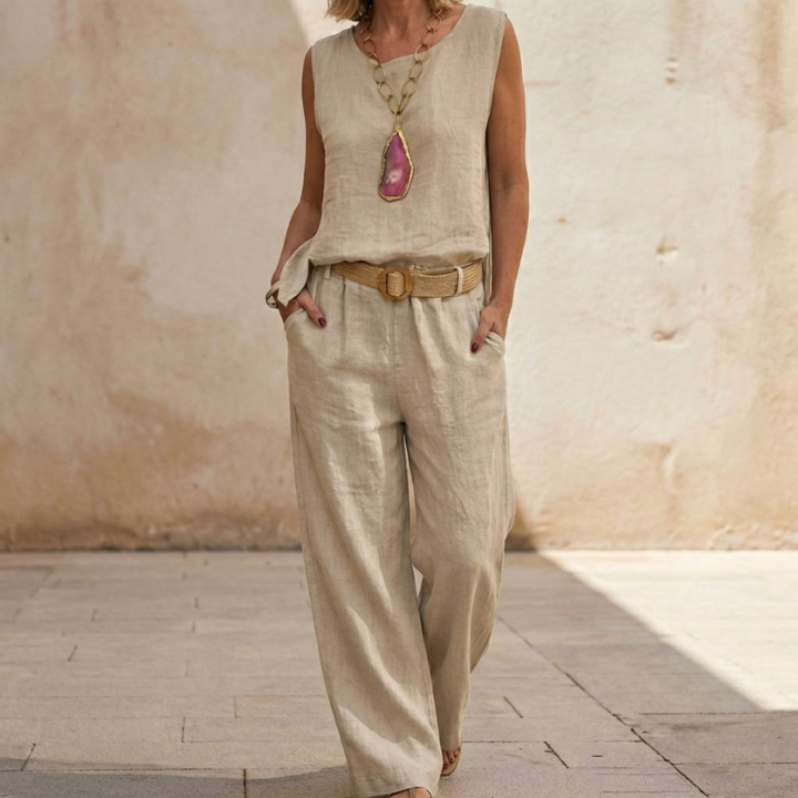 Women's Bohemian Top & Cropped Pants Set - Summer Boho-Chic
