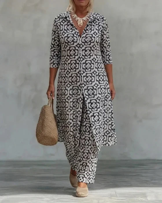 Women's Bohemian Geometric Print Two-Piece Set - Effortless Everyday
