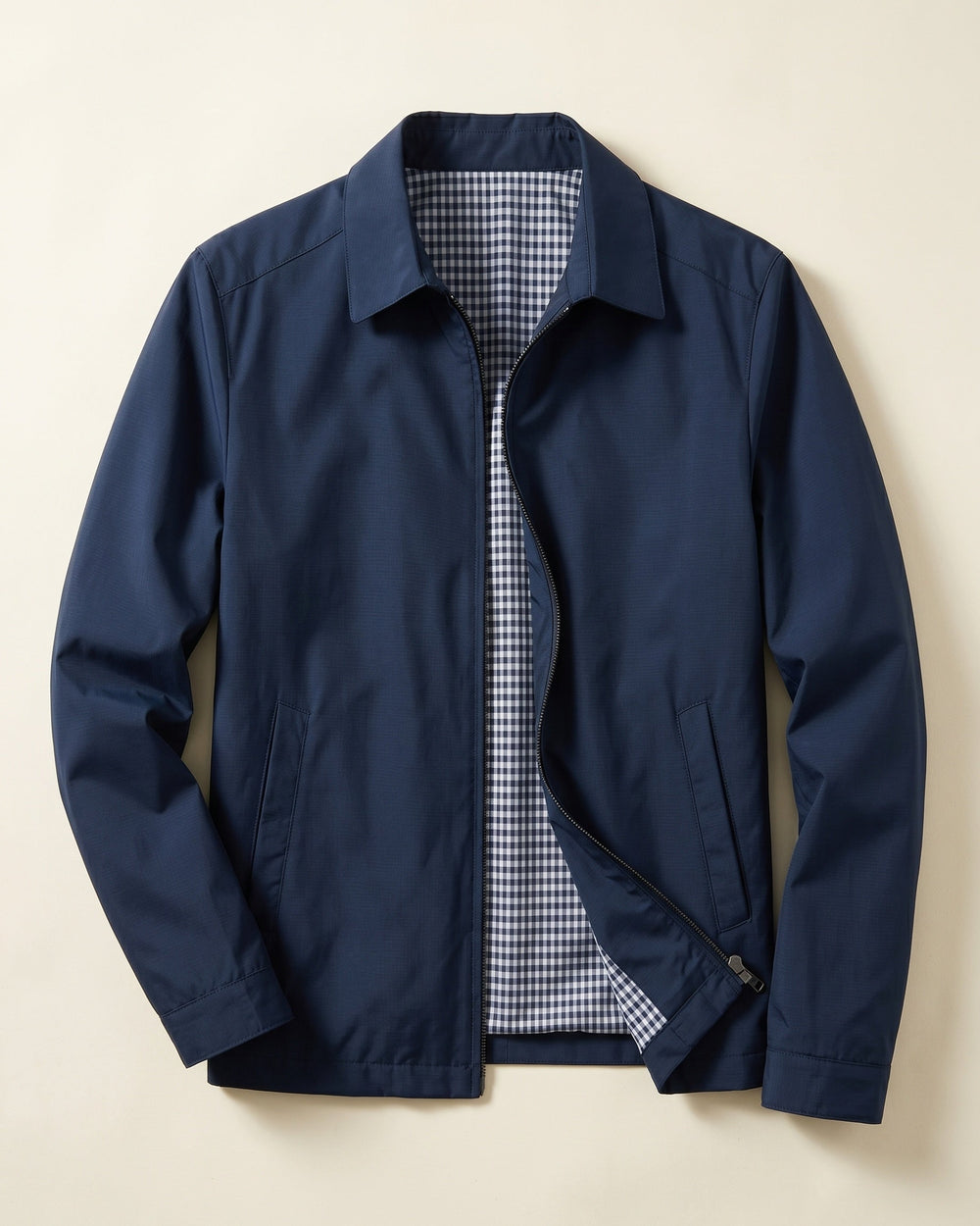 Men's Harrington Jacket – Cotton Gingham-Lined Casual Jacket