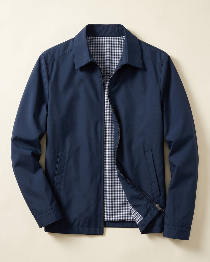Men's Harrington Jacket – Cotton Gingham-Lined Casual Jacket