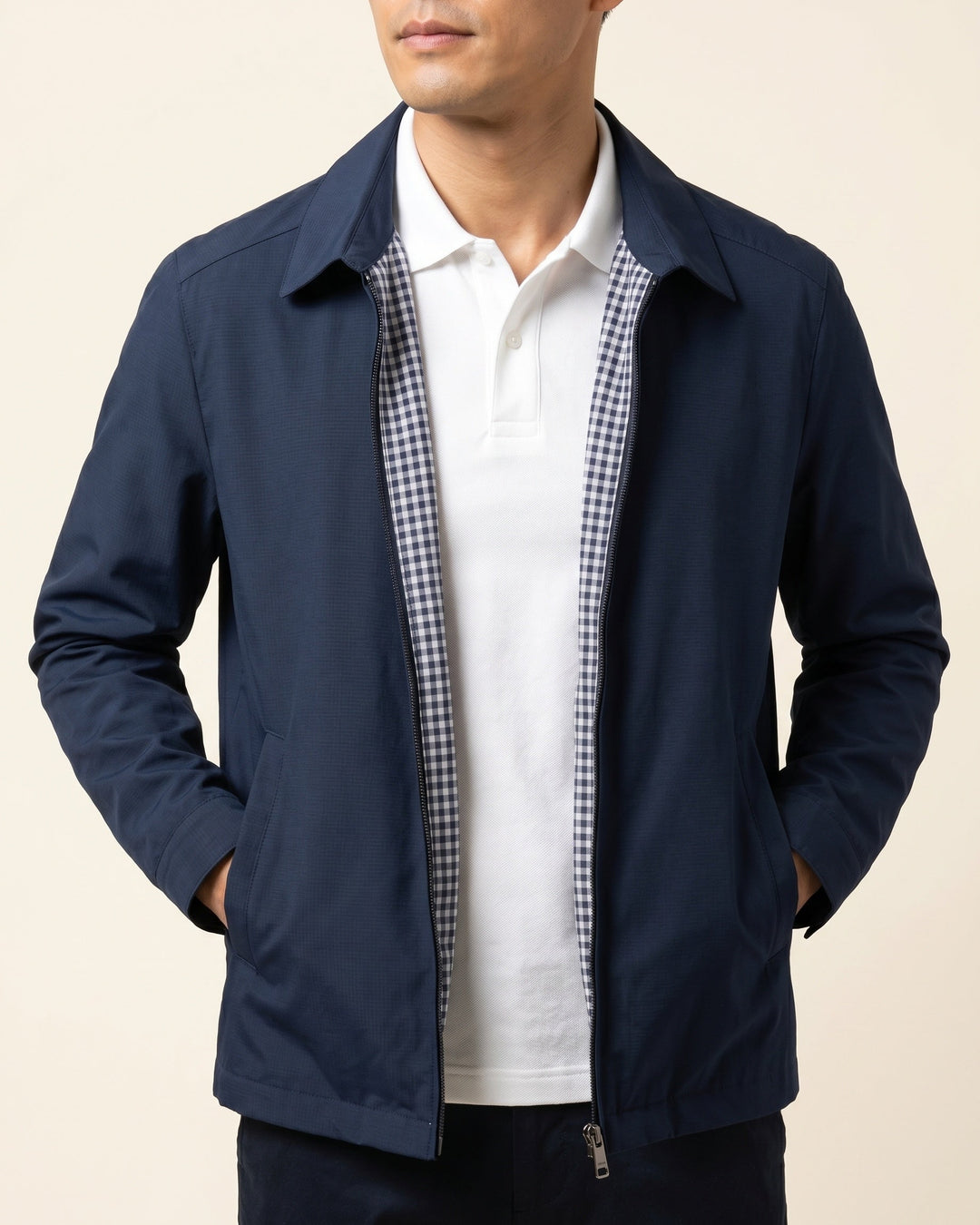 Men's Harrington Jacket – Cotton Gingham-Lined Casual Jacket