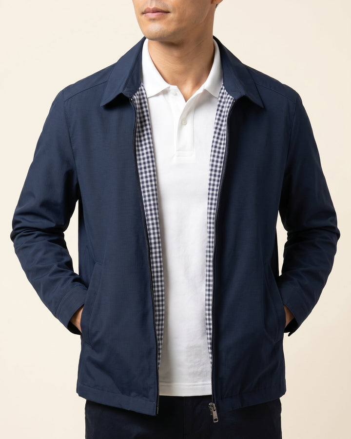 Men's Harrington Jacket – Cotton Gingham-Lined Casual Jacket