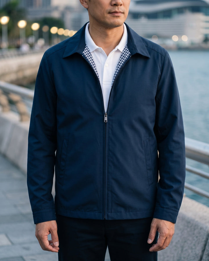 Men's Harrington Jacket – Cotton Gingham-Lined Casual Jacket