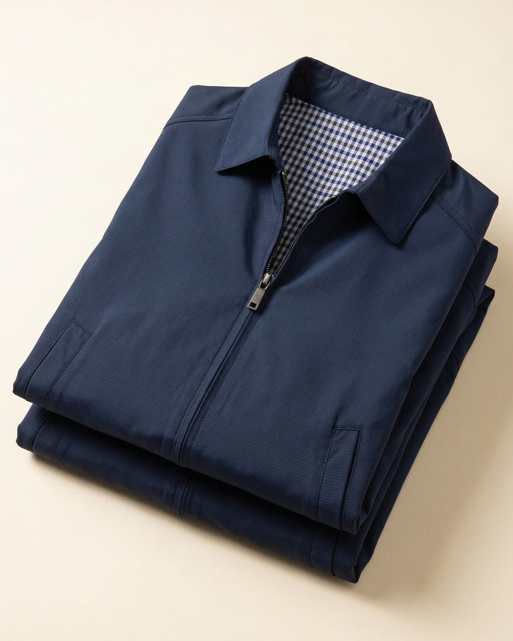 Men's Harrington Jacket – Cotton Gingham-Lined Casual Jacket
