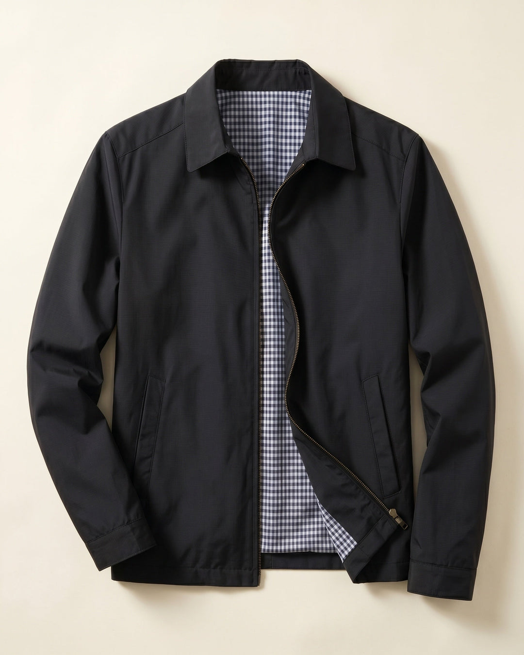 Men's Harrington Jacket – Cotton Gingham-Lined Casual Jacket