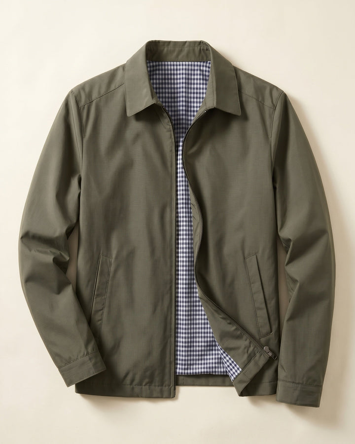 Men's Harrington Jacket – Cotton Gingham-Lined Casual Jacket