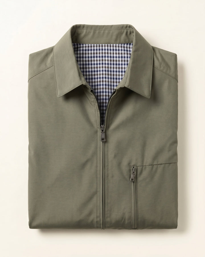 Men's Harrington Jacket – Cotton Gingham-Lined Casual Jacket