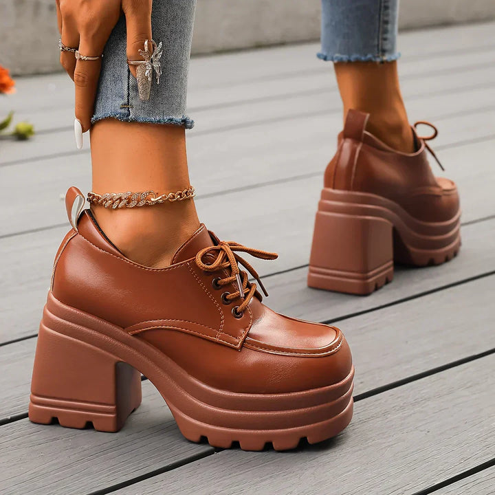 Women's Vegan Leather Platform Oxfords - Elegant Dress Shoes