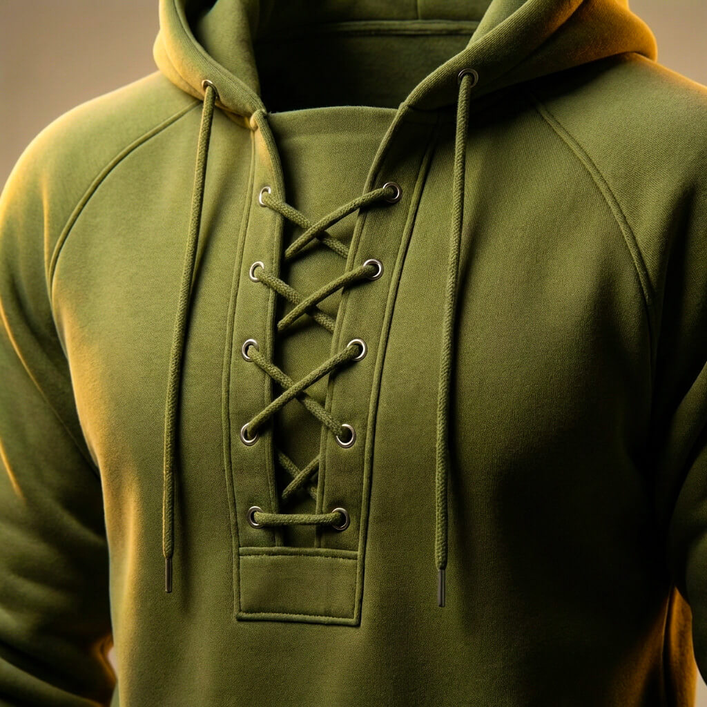 Men's Organic Cotton Hoodie – Lace-Up Front Mid-Weight Hoodie