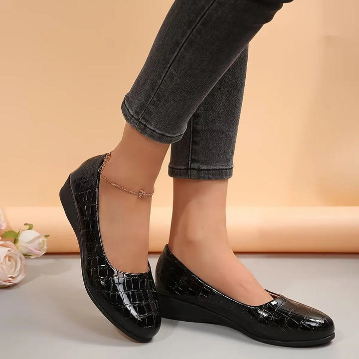 Women's Breathable Leather Wedge Heels - All-Day Comfort