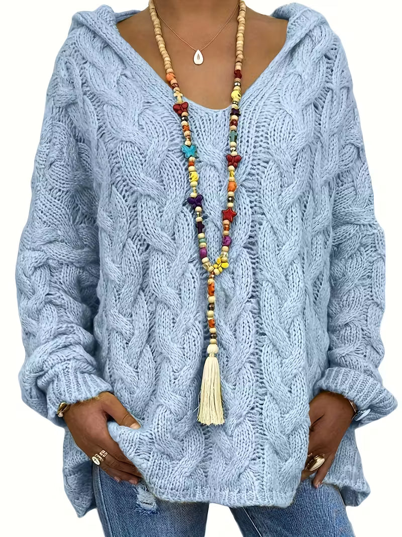 Women's Isla Chunky Knit Hooded Sweater - Cozy Cable-Knit