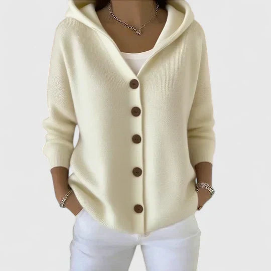 Women's Button-Up Hooded Cardigan - Cozy Layering Piece