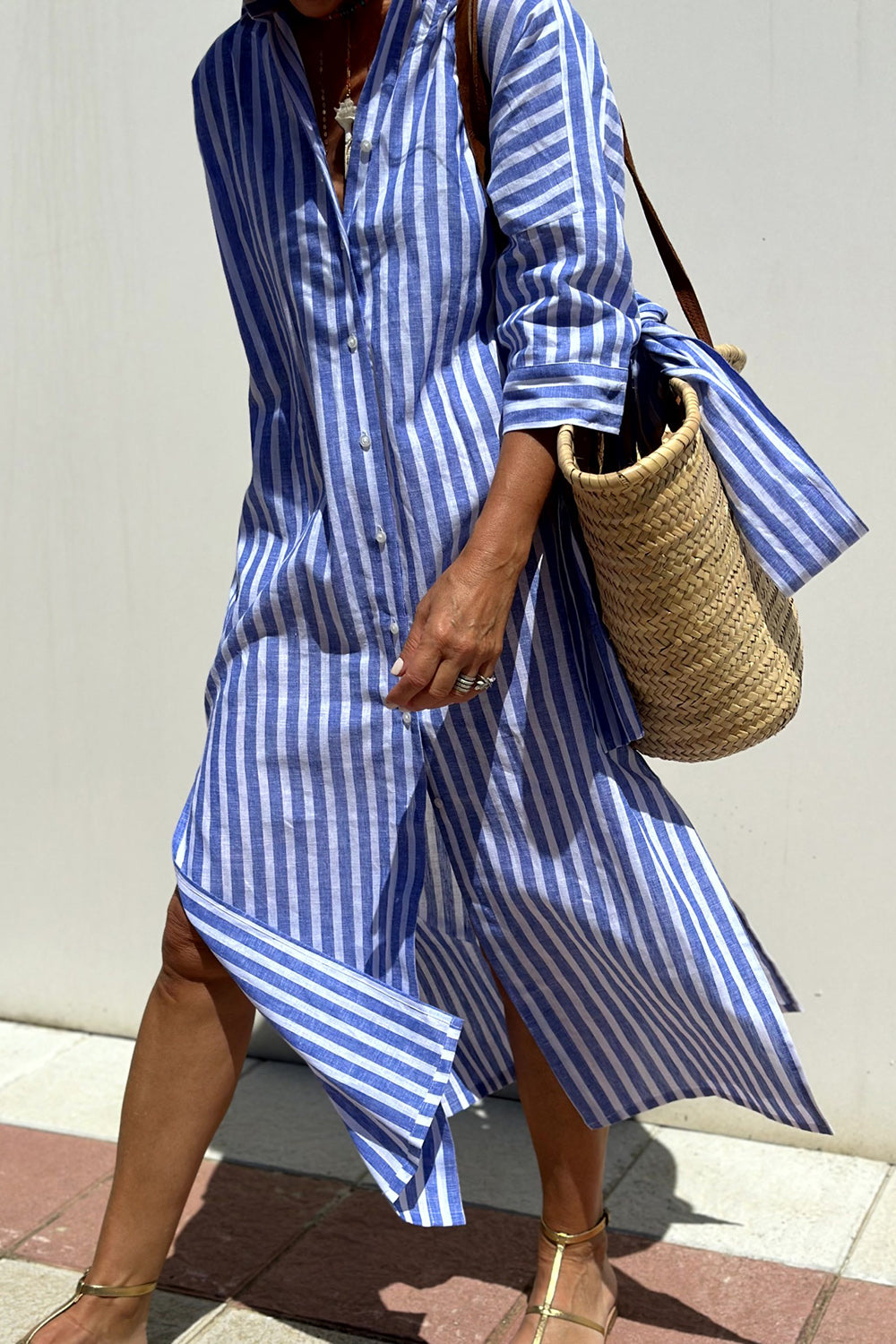 Women's Striped Shirt Dress - Timeless Comfort for Summer Days