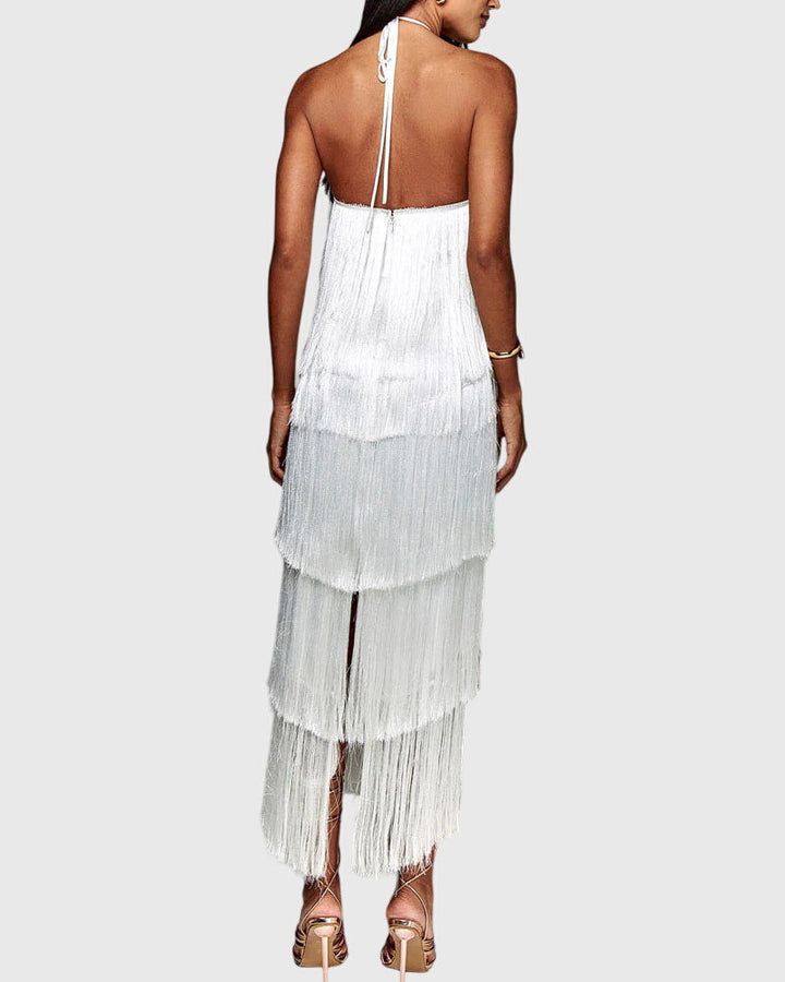 Women's Artiselle Tassel Dress - Halter Neck with Tassel Details