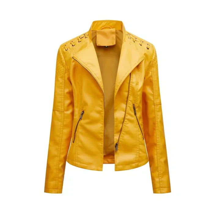 Women's Vegan Leather Moto Jacket - Edgy Everyday Style