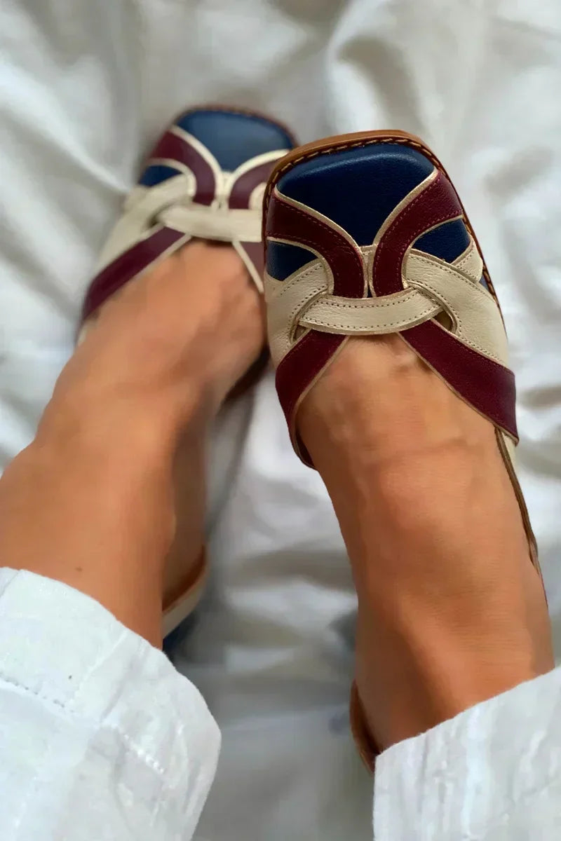 Women's Tri-Color Slip-On Flats - Effortless Everyday Style