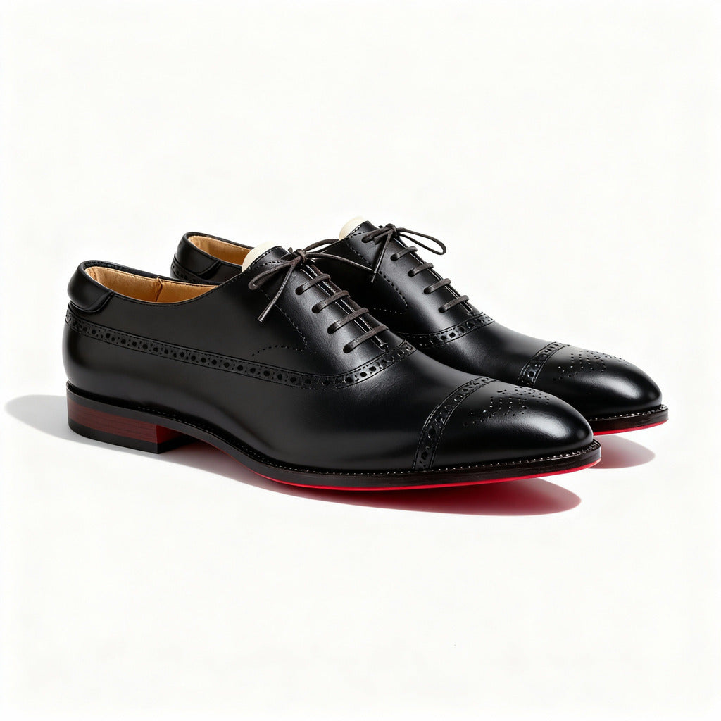 Women's Leather Brogue Oxford Dress Shoes - Classic Formal Style