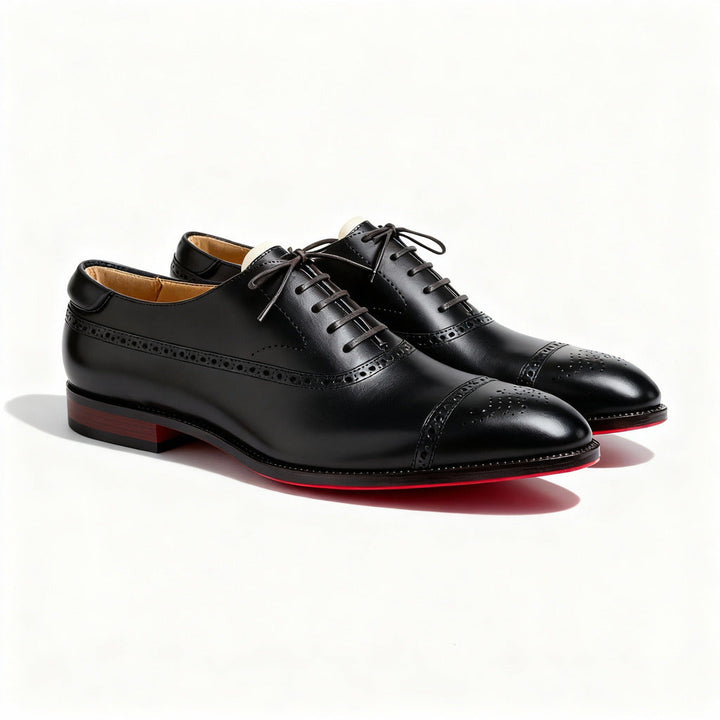Women's Leather Brogue Oxford Dress Shoes - Classic Formal Style