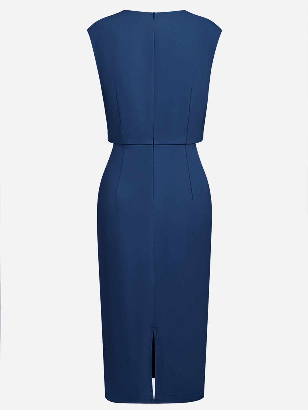 Women's Stretch Midi Dress with Side Drape - Effortless Elegance