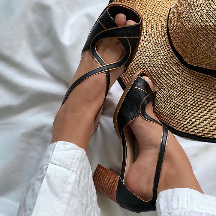 Women's Elegant Cross Strap Sandals - Chic Summer Comfort